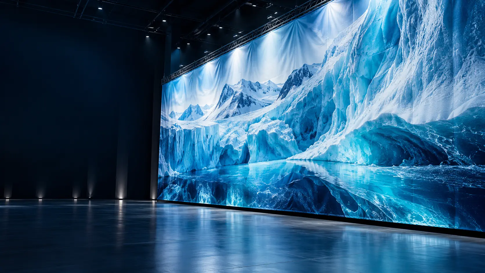 Oversized printed fabric installation — generated concept